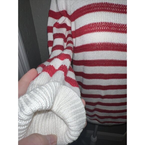 Notations Red & White Striped Knit Sweater With 3/4 Sleeves size L - Picture 4 of 4